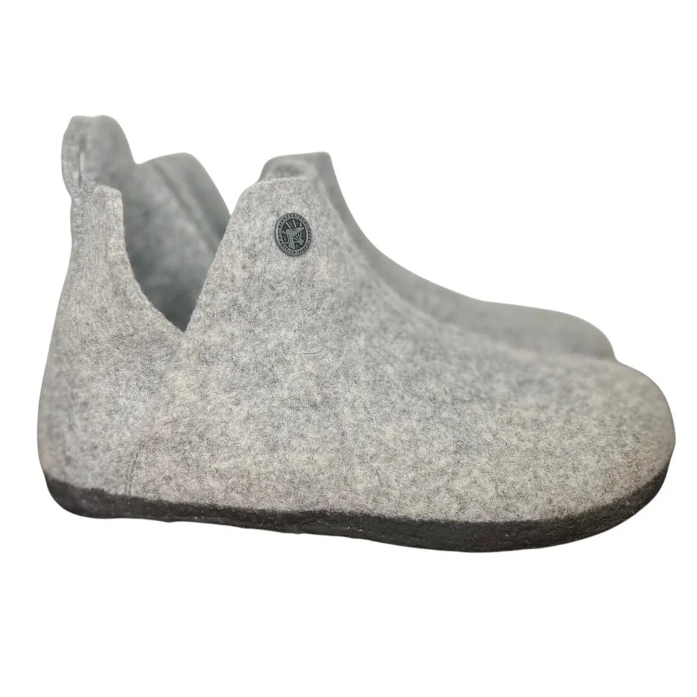 Birkenstock Andermatt Slipper Boot Light Gray Kids Size 2 Wool Felt House Shoes
